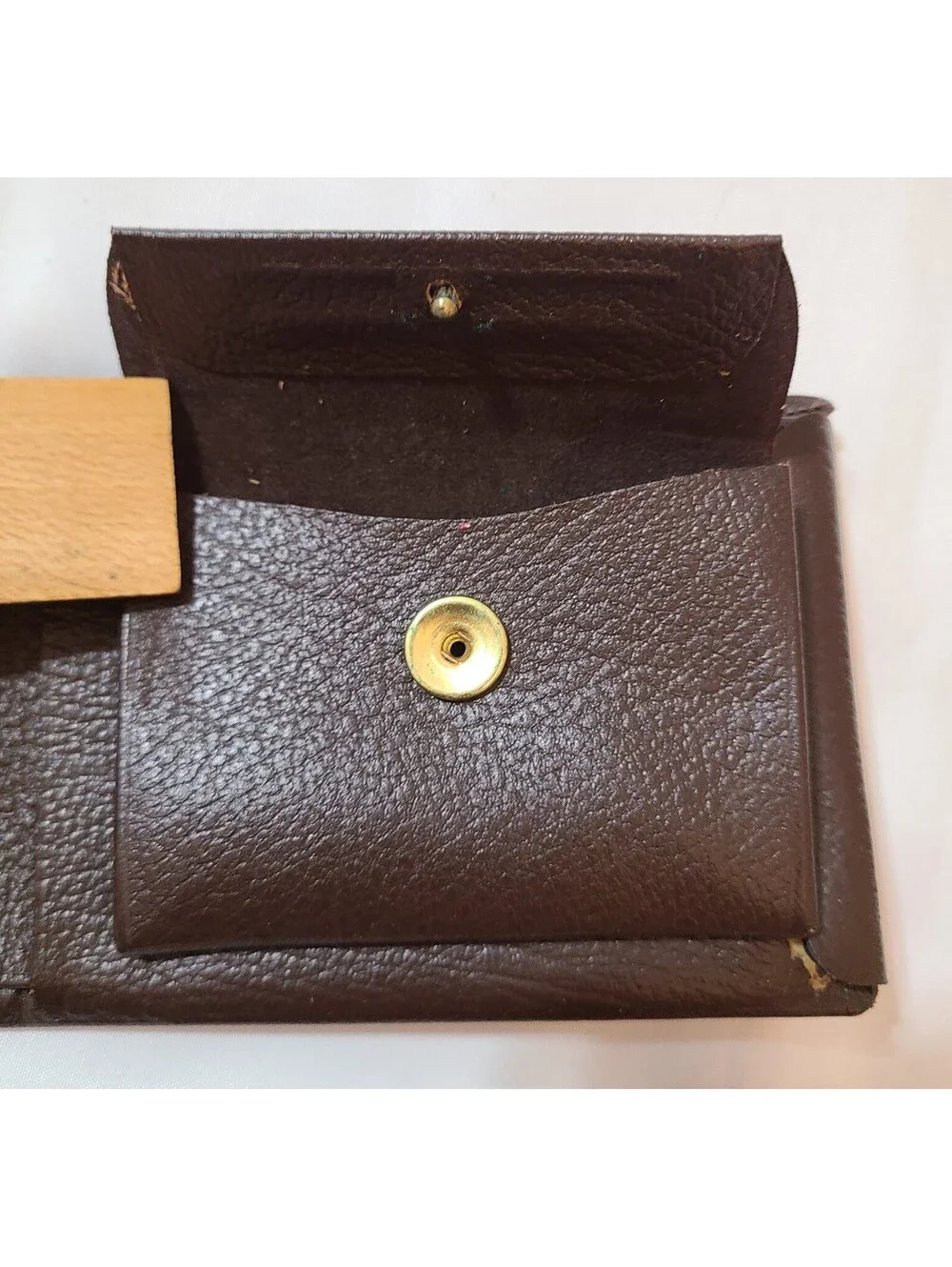 Vtg Lord Buxton Convertible Cowhide Leather Brown Wallet Key & Photo Insert EUC